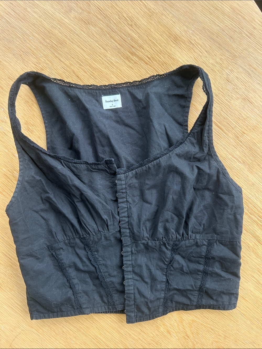 ARITZIA SUNDAY BEST Black Cropped Tank One-Piece Top
